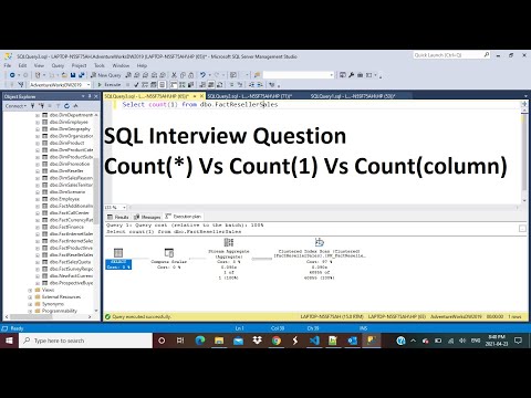 SQL Interview Question - Difference between Count(*), Count(1), Count(colname) Which is fastest