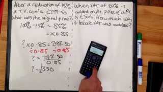 Tudor Hall Maths Number reverse percentage increase and decrease to find original amount