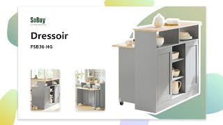 SoBuy dressoir met schuifdeuren | Keuken eiland | Eiland keuken |  Keukenkastje | Dressoir| FSB36-HG