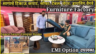 टिकाऊ व जागा वाचवणारे सागाचे फर्नीचर👌Durable \u0026 Space Saver Furniture💫Furniture Factory😍 #Furniture