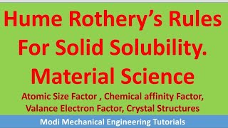 Hume Rothery Rules of Solid solubility | Material Science | Solid Solution | Metal alloys