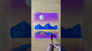 Landscape painting with acrylic / Moonlight scenery painting #shorts