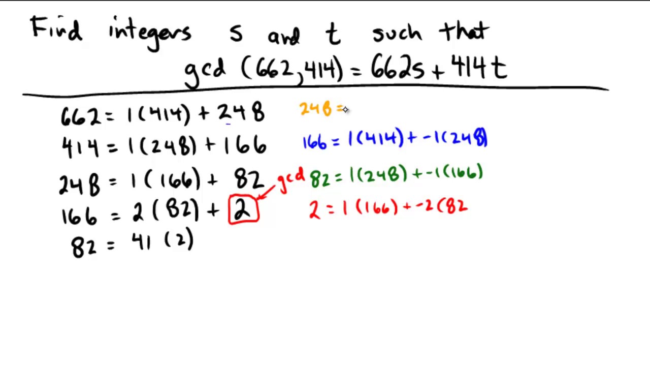 Writing Gcd As A Linear Combination Using Euclidean Algorithm - YouTube