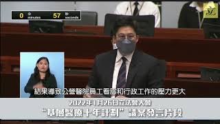 【霍啟剛 | 議會發言】改善基層醫療刻不容緩 | 推行全民運動能夠減輕醫療系統負擔？ | 運動醫療亦需要長遠發展？