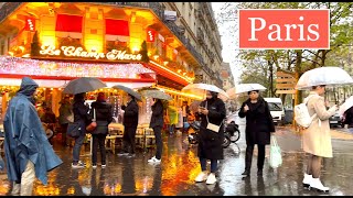 Paris France 🇨🇵 - Heavy rain walk in Paris France - Paris 4K Ultra  HD - Paris in the Rain 4K HDR