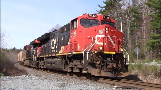 Empty Gypsum Train CN 511 East Passing thru Wellington, NS at Track Speed