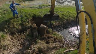 Removal Of The Concrete Penstock And Desilting The Drainage Ditch With An Excavator