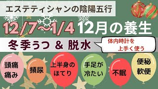 【12/7〜1/4までの養生法】冬季うつ、脱水、津液不足、腎を助ける体内時計