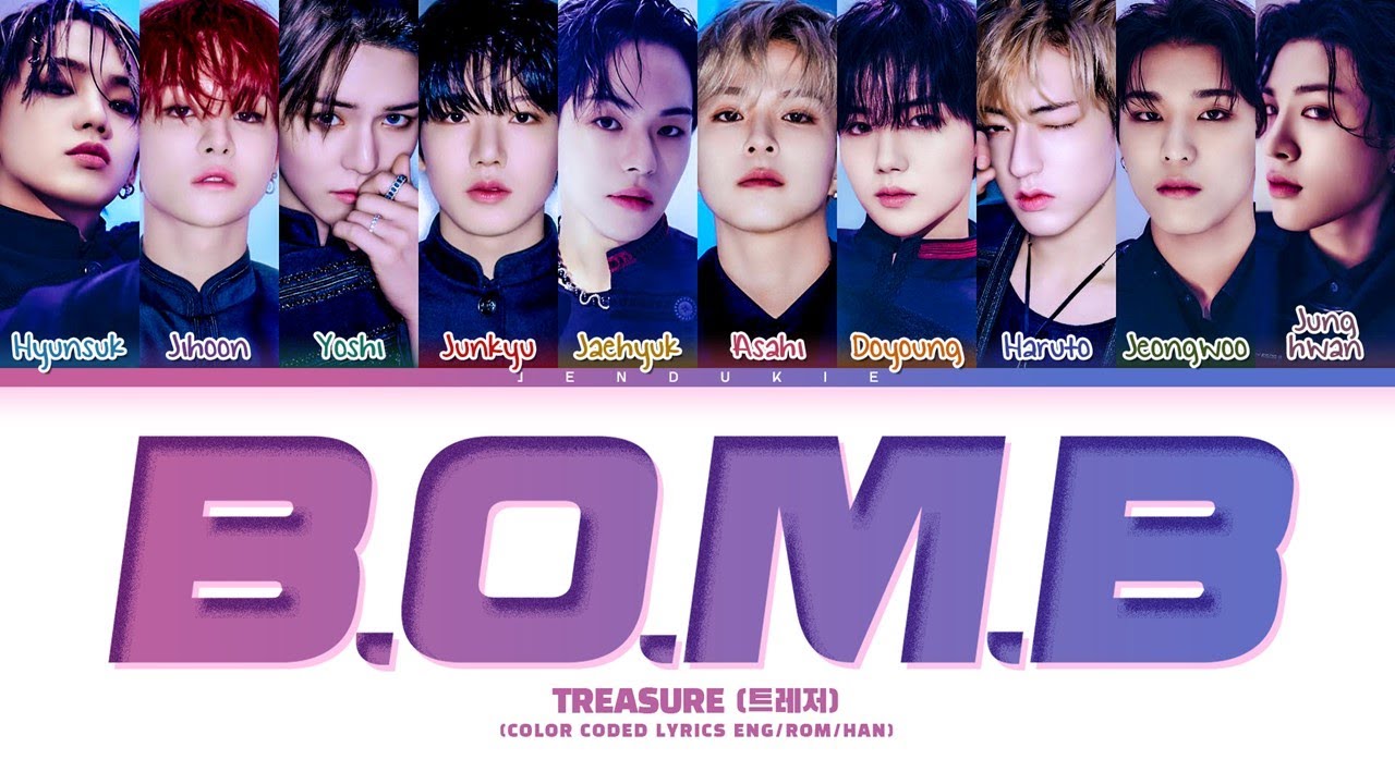 TREASURE 'B.O.M.B' Lyrics (트레저 B.O.M.B 가사) (Color Coded Lyrics) - YouTube