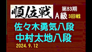 第83期順位戦A級３回戦、佐々木勇気八段ー中村太地八段、2024.9.12