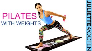 Pilates with Weights Workout at Home To Get Super Strong | Juliette Wooten