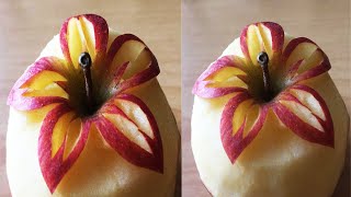 Amazing Carving Apple To Flower | Apple Carving Tutorial​  - របៀបឆ្លាក់ផ្លែប៉ោម