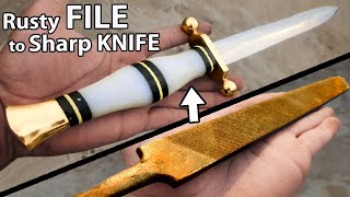 Turning a Rusty FILE into a really Pretty & SHARP KNIFE