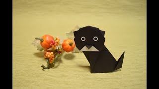 Cách gấp, xếp con mèo đen bằng giấy origami - How to make a black Cat