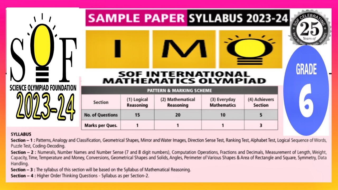 IMO CLASS 6 | Solved Sample Paper Class 6 2024-25 | Grade 6 Sample ...