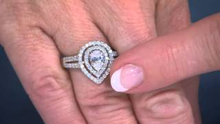 Epiphany Diamonique Pear Shape Double Halo Ring with Mary Beth Roe