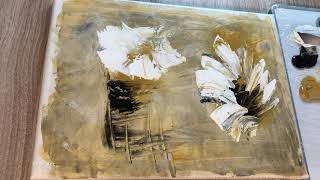 How to make an abstract white flowers painting on canvas/ Satisfying Demonstration