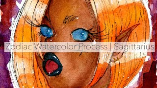 Zodiac Watercolor Process | Sagittarius