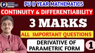 2nd PU CONTINUITY AND DIFFERENTIABILITY 3 MATKS IMPORTANT TWO QUESTIONS 2024