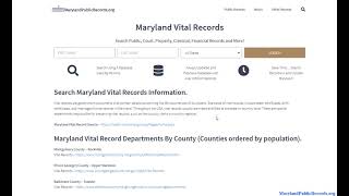 Maryland Vital Records (Birth, Death, Marriage, Divorce, Genealogy Search Online).