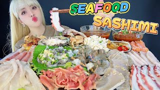 Blonde Hair mukbang various types of raw fish [Sashimi Party]