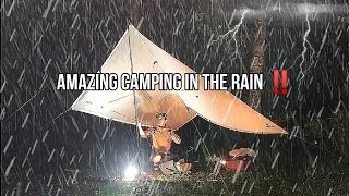 雨の中での素晴らしいキャンプ‼️ 雨の中でのソロキャンプ、リラックスできる雨の音