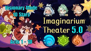 Imaginarium Theater Visionary Mode 10* Acts 1 to 10 | Genshin Impact 5.0 | Hydro Dendro Pyro