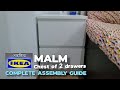 IKEA MALM Chest of 2 drawers assembly step by step instructions in detail/ complete guide