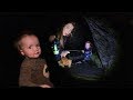 BACKYARD TENT!! First Time Camping with Adley and Baby Niko! Smores routine by the Camp Fire  🔥 🍫