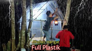 HEAVY RAIN CAMPING || SLEEP NICE IN A FULL PLASTIC SHELTER IN THE SUMATRA_ASMR FOREST