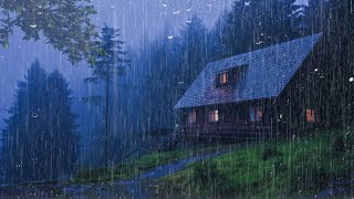 Goodbye Insomnia With Heavy RAIN Sound | ASMR, Rain Sounds On Old Roof In Foggy Forest At Night