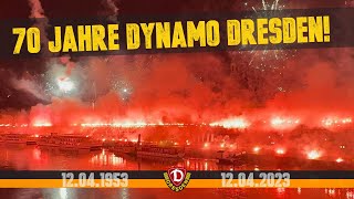 70 Jahre SG Dynamo Dresden: FEUERWERK am Dresdner Elbufer (12.04.2023)