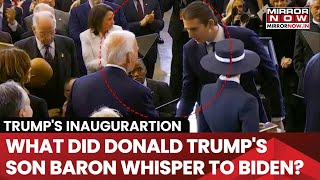 Viral: Donald Trump's Son Barron Whispers To Outgoing President Biden At Father's Oath Ceremony?