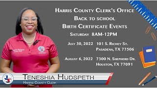 HCCO 2nd Annual Saturday Back to School Birth Certificate Events