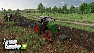 Пашем в град большое поле тракторами CLASS \u0026 FENDT! Плуги Lemken | FS25 Zielonka