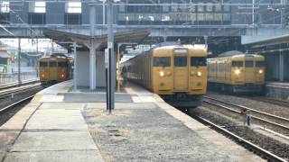 4K 黄色い電車 大集合 山陽本線 西条駅 115系 広セキ L-13 R-01 O-03 L-03