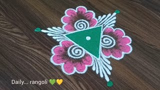 daily beautiful rangoli design 🌺 simple easy rangoli design 💚💚