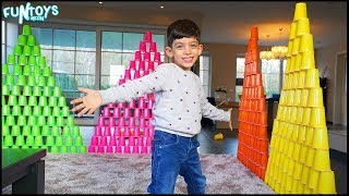 Jason Makes Huge Cup Pyramids for Fun!