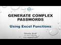 Generate Random Complex Passwords Using Excel without VBA