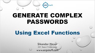Generate Random Complex Passwords Using Excel without VBA