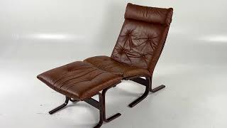 Westnofa Siesta Mid Century Rosewood and Leather Highback Chair with Ottoman