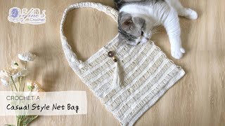 《Eveline’s Crochet》Crochet a simple style net bag/Shoulder bag/Market bag/Shopping bag/Tote Bag