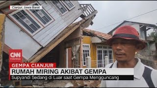 Rumah Miring Akibat Gempa Cianjur