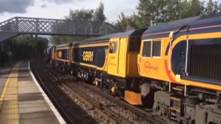 GBRf 66707 Roars away from Aylesford with 20901 + 20905 \u0026 a monster  take of RHTT wagons.