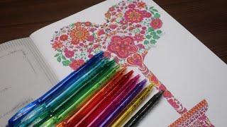 【大人が楽しむ塗り絵フラワーストーリー】細かくて塗りごたえがありましたColoring book for adults to enjoy【Flower story】