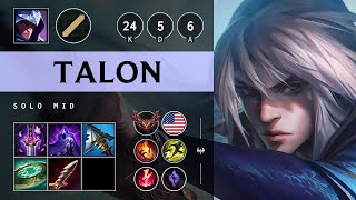 Talon Mid vs Katarina: Pentakill, Dominating - NA Grandmaster Patch 25.S1.1