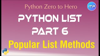 Python commonly used List methods ( ) | An IT Professional | Python Beginner Tutorials
