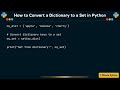 How to Convert a Dictionary to a Set in Python