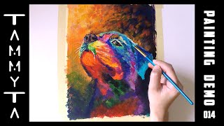 Dog Portrait Painting Demo | Colorful Puppy | Satisfying Art Therapy | Relaxing Acrylic Technique