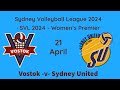 SVL 2024 Sydney Volleyball League Women's Premier Division - VOSTOK v SYDNEY UNITED